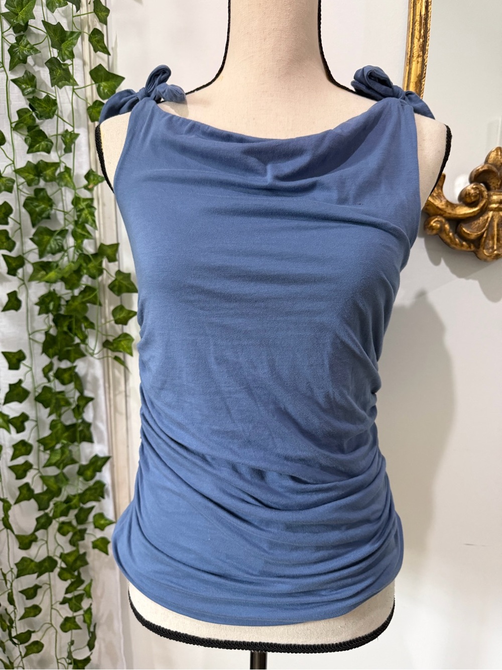 LOFT Dusty Blue Tie-Shoulder Drape Tank